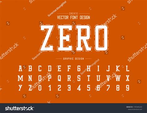 Zero Font Line Alphabet Vector Typeface Stock Vector Royalty Free