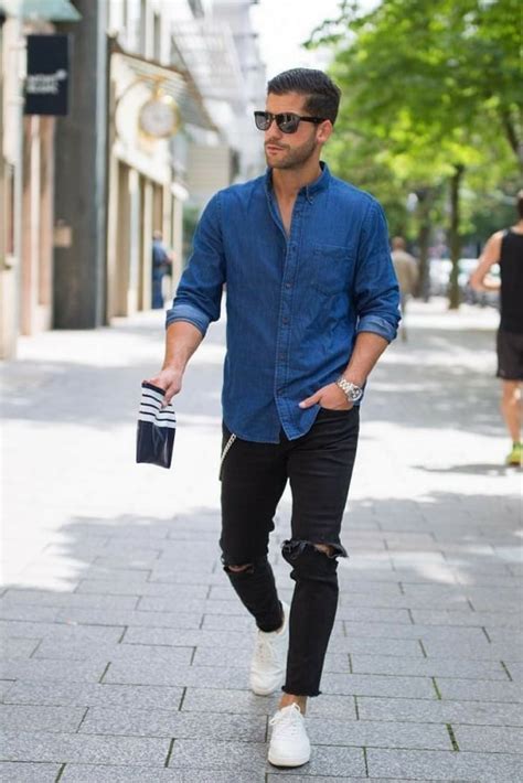 What To Wear With A Denim Shirt 12 Mens Denim Shirt Outfit