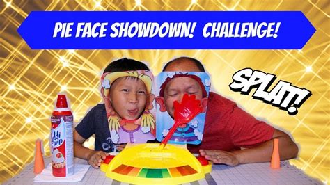 Pie Face Showdown Game Challenge Loser Gets A Special Pie Father Son Whip Cream Messy