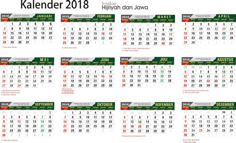 Download Kalender 2018 Lengkap Jawa Arab