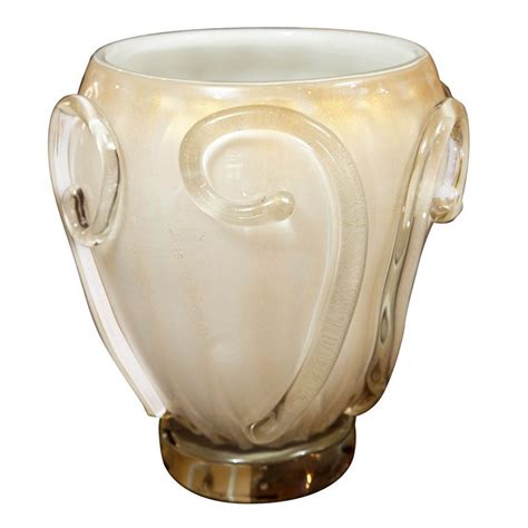 Single Gold Blown Murano Vase With Swirls Vase Swirls Murano
