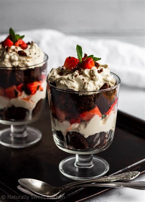 Brownie Trifle With Whiskey Strawberries Refined Sugar Free