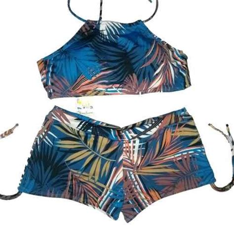 Conjunto Biquíni Top Cropped Estampado E Sunkini R 14499 Em Mercado