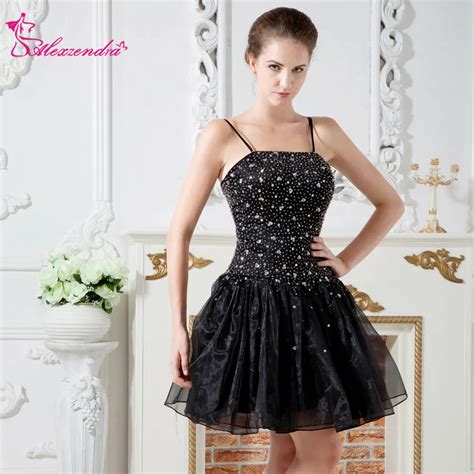 Alexzendra Black Mini Short Prom Dresses 2018 A Line Beaded Bodice Party Dress Plus Size In Prom