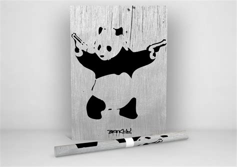 Banksy Panda With Guns Archival Canvas Print Etsy
