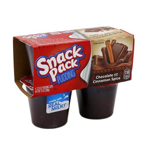 Snack Pack Pudding Chocolate With Cinnamon Spice 4 325 Oz Cups Hy