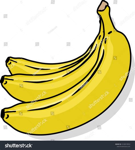 Tripple Banana Vector Illustration Three Bananas Stock Vector Royalty
