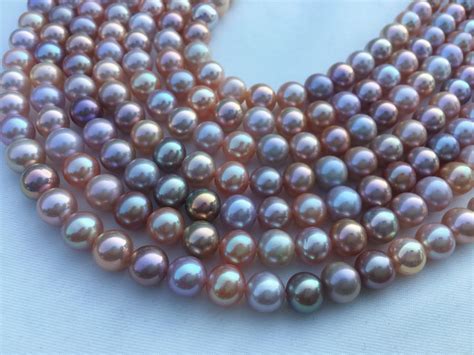 Natural Multi Color Freshwater Pearl Necklace Strand Mixed Etsy Sweden