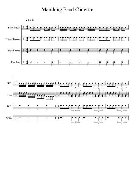 Free sheet music 140 000+ free sheet music. Marching Band Cadence sheet music for Percussion download free in PDF or MIDI