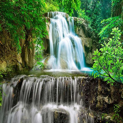Custom Wall Mural Photo Wall Paper 3d Green Forest Waterfall Natural