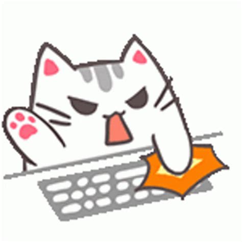 Irritated Cat Typing On Keyboard 