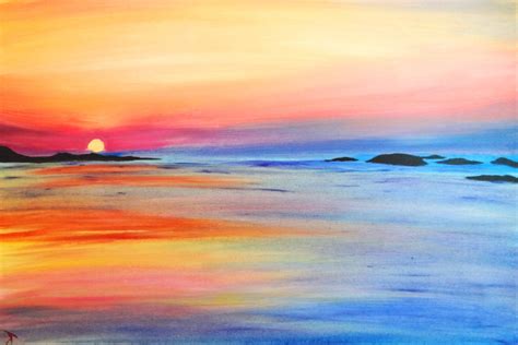 Sunset Beach Landscape Painting Easy Painting Inspired