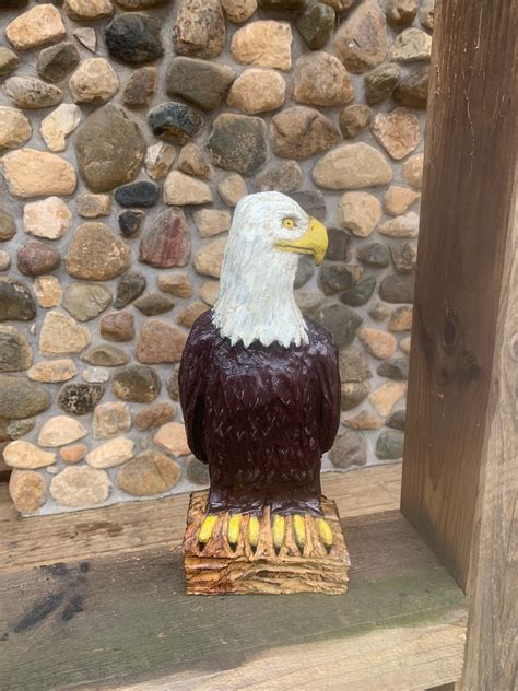 Eagle Chainsaw Carving Bald Eagle Hand Carved Wood Eagle Wooden