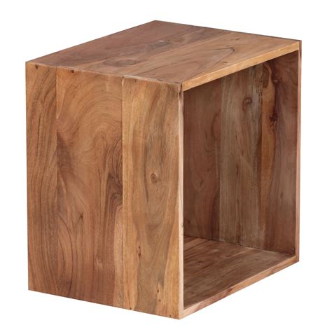 Cube de rangement 50x44cm en papier tressé gris rayures luca. Cube de rangement en bois massif d'Acacia fait main - ZOEA ...