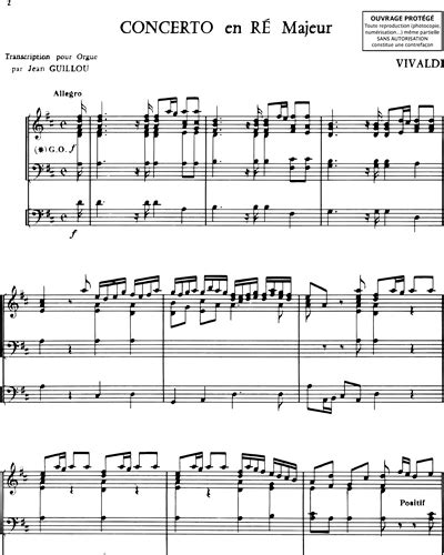 Concerto En R Majeur Organ Sheet Music By Antonio Vivaldi Nkoda