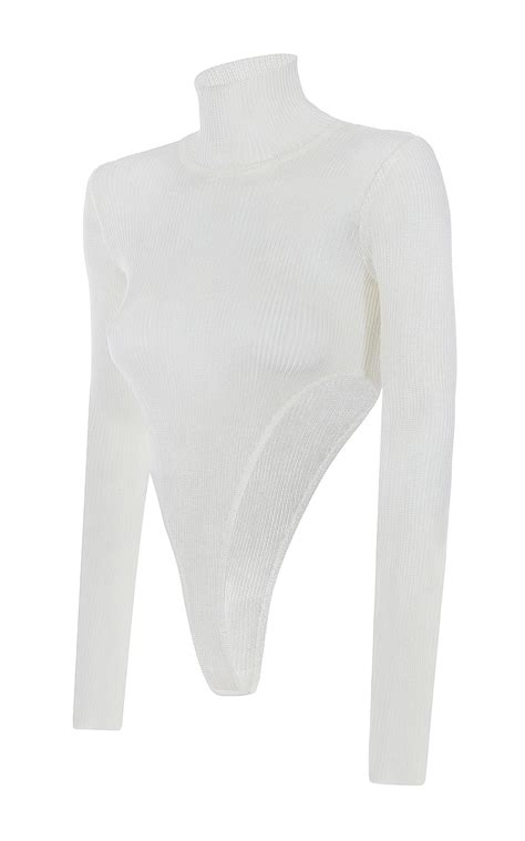 Bevza Synthetic Turtleneck Knit Bodysuit In White Lyst