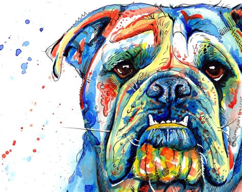 British Bulldog English Bulldog Painting Art Print Poster Etsy