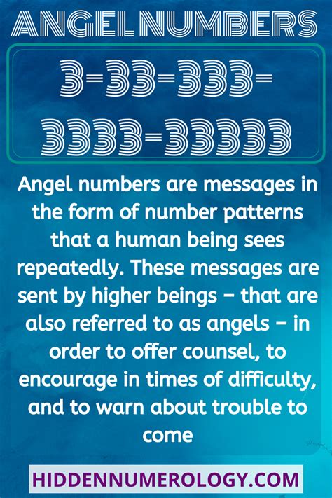 Angel numbers 3, 33, 333, 3333, 33333