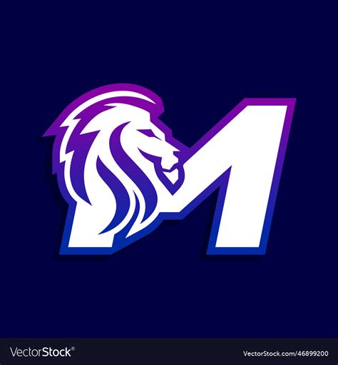 Letter M Lion Logo Design Gaming Sport Icon Vector Image