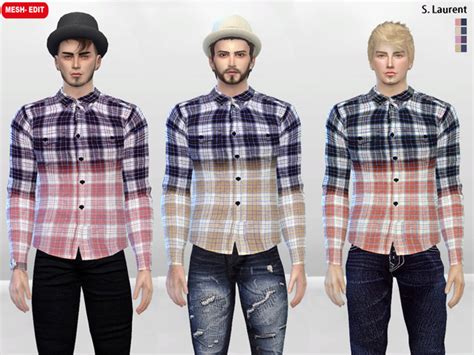 Rixton Ombre Checkered Shirt By Mclaynesims At Tsr Sims 4 Updates