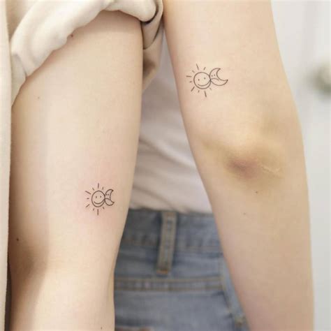 Minimalist Sun And Moon Matching Tattoo For Best