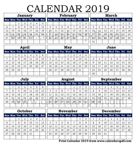 Blank Calendar 2019 Portrait Blank Calendar Calendar Yearly