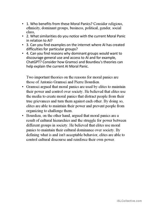 Moral Panic Terror Is The Problem English Esl Worksheets Pdf Doc