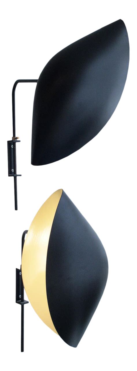A Pair Of 1980s Edition Of Serge Mouille Design Wall Lights Black