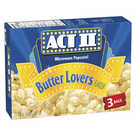 Act Ii Microwave Popcorn Butter Lovers Flavour 3 78 G Bags 234 G