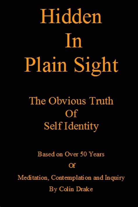 Hidden In Plain Sight The Obvious Truth Of Self Identity By Colin