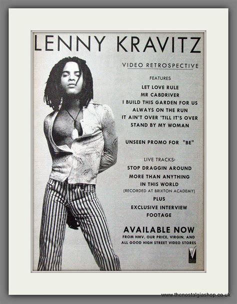 Lenny Kravitz Video Retrospective Original Advert 1991 Ref Ad12714