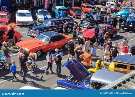 A Street Full Of Classic Cars At An Outdoor Car Show Editorial Photo