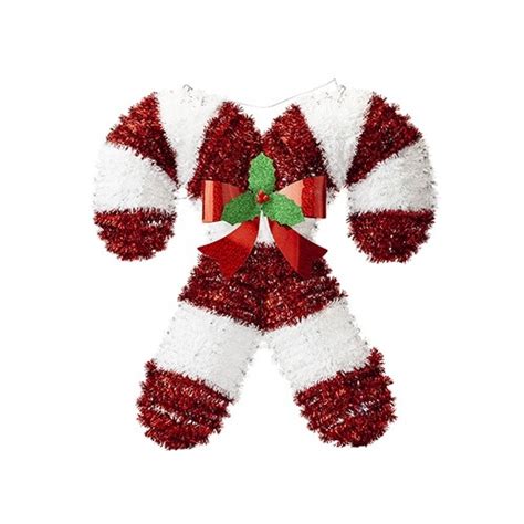 Double Candy Cane Tinsel Decoration With Lights Wholesale Uk