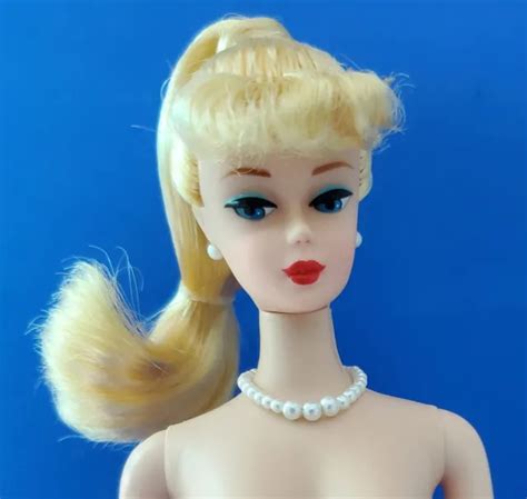 Vintage Barbie Lemon Blonde Ponytail Nude Doll Pearl Necklace Repro