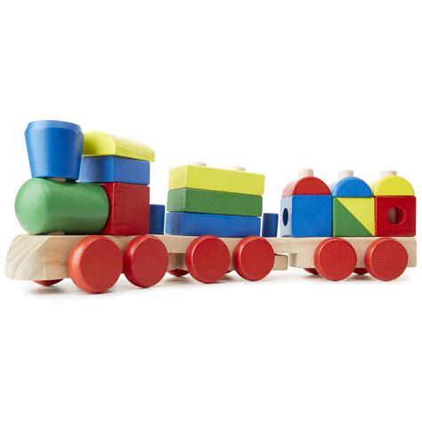 Melissa And Doug Stacking Train Classic Wooden Toddler Toy 18 Pcs