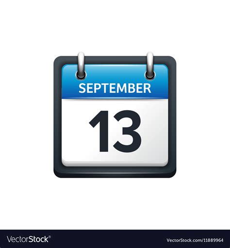 September 13 Calendar Icon Royalty Free Vector Image