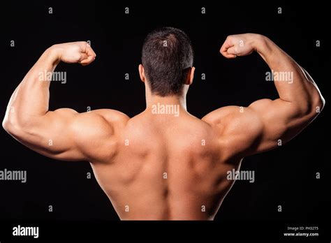 Men S Rear Double Biceps Pose Stock Photo Alamy