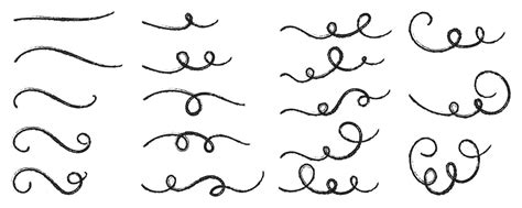 Swish Doodle Underline Set Hand Drawn Swoosh Elements Calligraphy