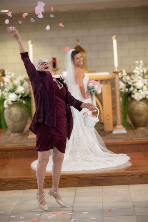 83 year old grandmother wins hearts as the flower girl at her granddaughter s wedding good