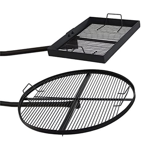 Sunnydaze Dual Campfire Steel Cooking Grill Grate Swivel System Outdoor Adjustable Fire Pit
