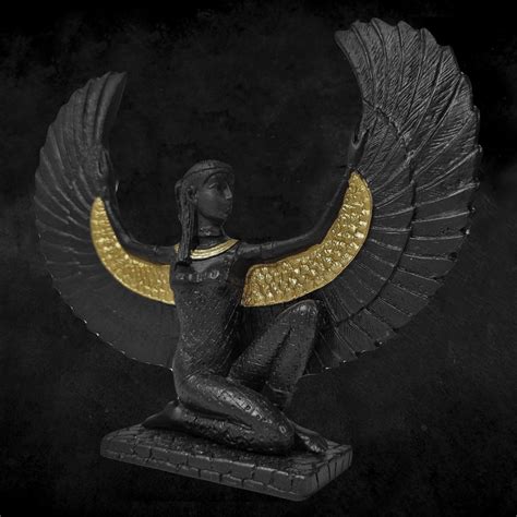 Isis Deusa Egípcia Amor Fertilidade Resina Preta C Dourado
