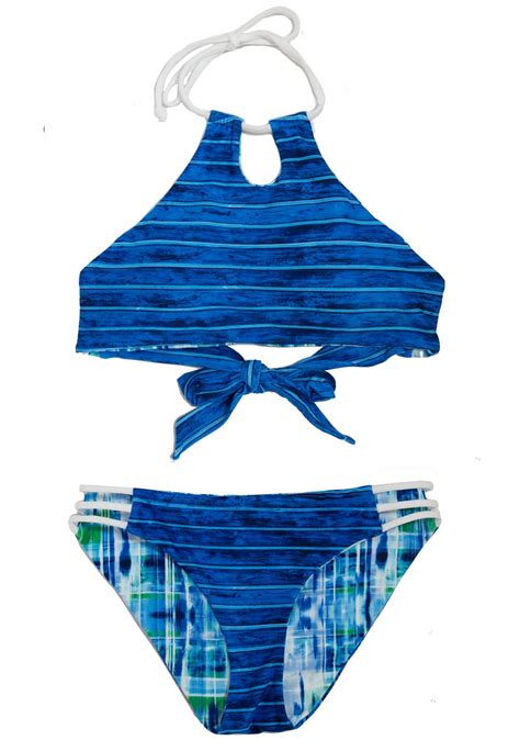 Blue Reversible Junior Girls Bikini Padded 2 Piece Chance Loves