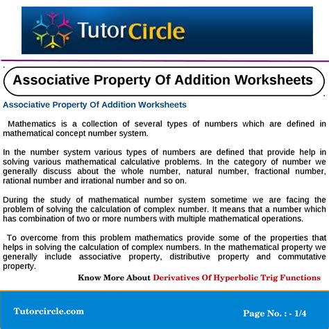 Associative Property Of Addition Worksheets By Tutorcircle Team Issuu
