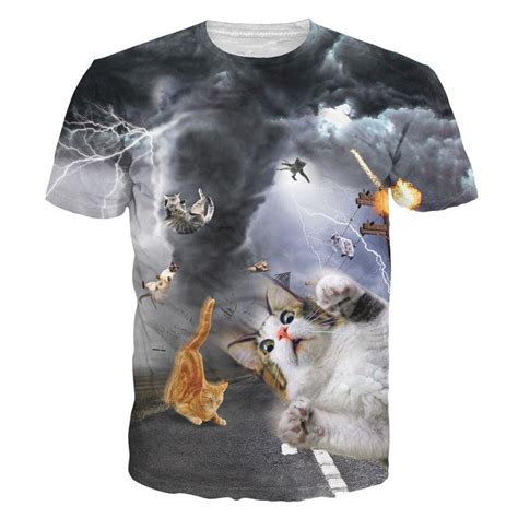 Tshirts New Fashion Womenmen Funny Cat T Shirt Print
