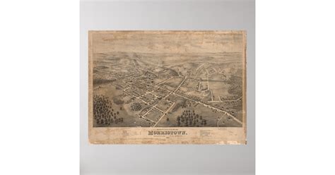 Vintage Pictorial Map Of Morristown Nj 1876 Poster Zazzle