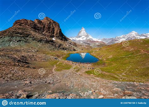 Riffelsee Lake And Matterhorn Switzerland Stock Photo Image Of