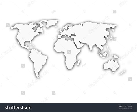 White World Map Shadow Silhouette Looks Stock Vector 342053495
