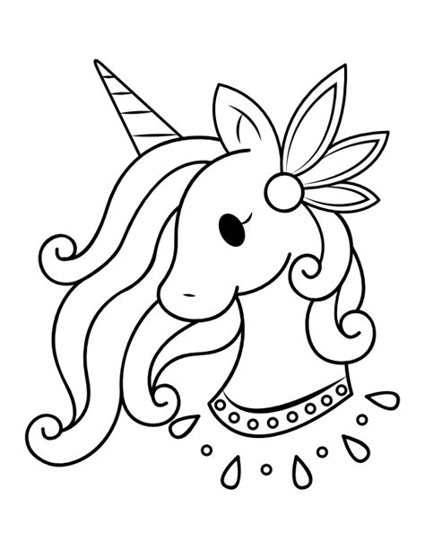 Printable Cute Unicorn Head Coloring Page Coloring Home