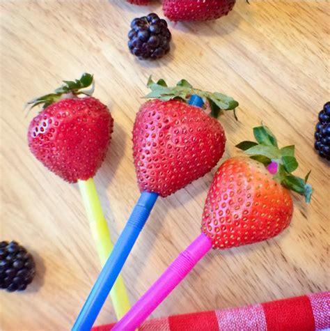 Use A Straw To Remove Stems From Strawberries When Making Delicious Homemade Strawberry Ice
