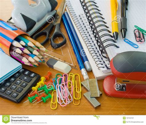 School office supplies stock image. Image of colored - 10744121